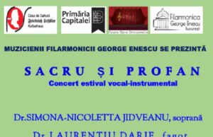 Concert vocal – instrumental Sacru și Profan în cadrul stagiunii de concerte „Muzicienii Filarmonicii George Enescu” la Casa de cultură Friedrich Schiller din București (partener cultural – educațional al Jurnalului Bucureștiului)